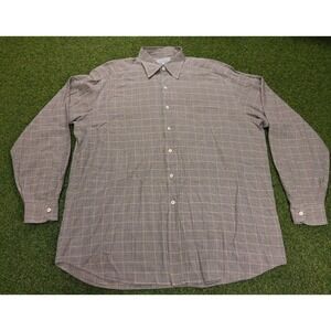 Barneys New York Shirt Mens XL Multicolor Plaid Cotton‎ Pleated Button Up Casual